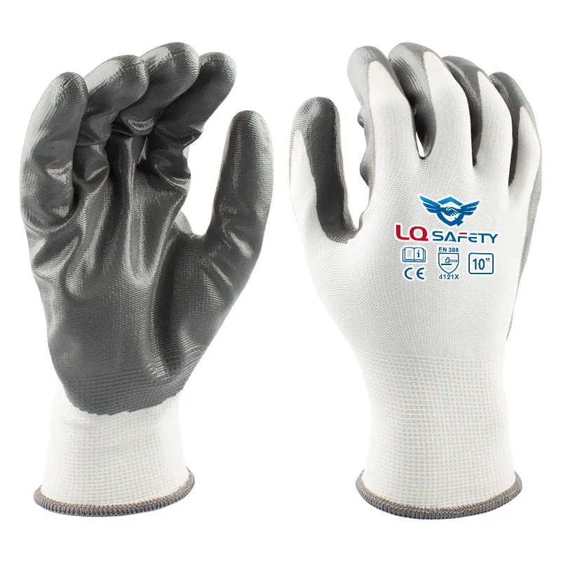 Gants lisses en nitrile Protection des mains Gants de travail de sécurité industrielle Construction Gants en nitrile