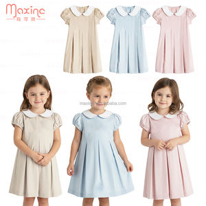 Pakaian anak-anak uniseks lengan pendek baju bayi perempuan Solid baju monyet bayi baru lahir kerah Peter Pan gelembung - Product Image 2