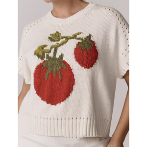 Maglione lavorato a maglia a maniche corte con motivo vegetariano maglione lavorato a maglia da <span class=keywords><strong>donna</strong></span> - Product Image 4