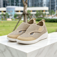 Chaussures décontractées unisexe en maille respirante, tige en tissu, semelle plate légère en EVA, coupe basse, couleur unie, fermeture auto-agrippante, printemps