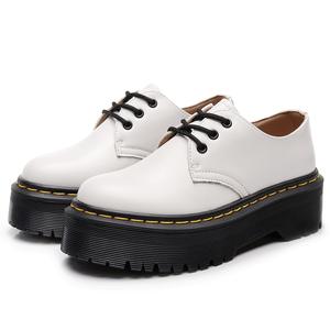 <span class=keywords><strong>Botas</strong></span> de Plataforma de Moda para Mujer, Punta Redonda, Talla Grande, Cuero Genuino, Zapatos Gruesos para Mujer, Botines, Estilo Universitario - Product Image 3