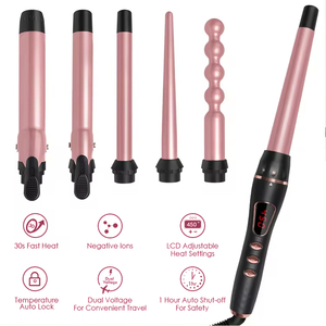 Juego de Rizadores de Pelo de Cerámica PTC 6 en 1 con Pantalla LED y Barriles Intercambiables (9/25/32 mm) - Product Image 4