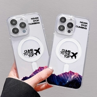 Nouvelle coque de téléphone portable Snow Mountain Airplane pour iPhone 16 Plus 15 17 18 Pro Max 14 13, coque arrière magnétique sans fil
