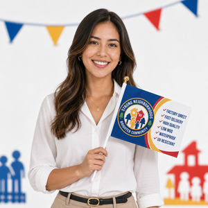 Banderas de Mano Personalizadas para Ferias Comerciales, MOQ Bajo, Impresión Digital a Todo Color en Poliéster Suave, Ecológicas - Product Image 2