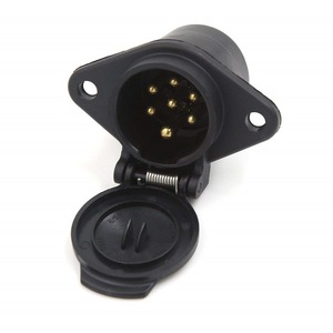 7 Pin Round Trailer <b>Socket</b> Plastic Ip66 Waterproof <b>12V</b> Universal Power Connector Es2705 - Product Image 1