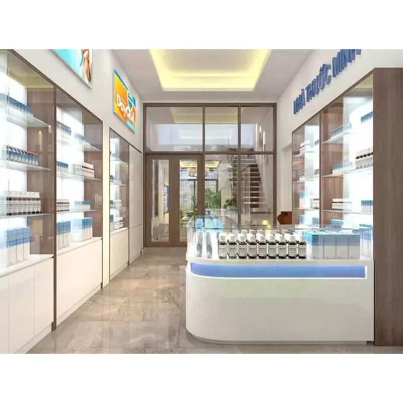 Pioneer Modern Retail Medical Store Counter Design for Pharmacy Furniture Display Rack