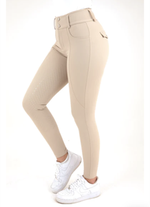 Pantalones de montar de alta calidad para mujer, pantalones ecuestres con agarre de silicona, bolsillo para teléfono móvil - Product Image 4