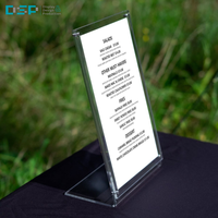 Présentoir de carte de table en acrylique moderne de l'usine DSP Vietnam porte-plaque transfrontalière conception en forme de L