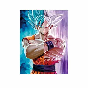 Dekorasi Rumah Bola Naga 3D Poster Anime Lenticular 3D GOKU Tiga Transisi Poster Dinding Stiker Karya Seni Anime Berubah Gambar