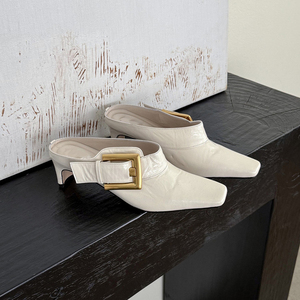 Scarpe con Tacco Alto da Donna 2026, Design Famoso con Punta Quadrata, Vera Pelle, Fibbia Grande, Tacco Aperto 5 CM, per Uso Quotidiano - Product Image 3