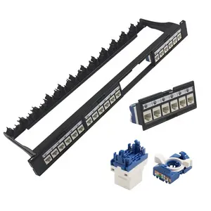 24 port Cat6 lan patch panel yüklü modüler keystone jack aletsiz ağ raf dolapları için rulo kilit