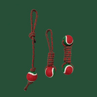 Jouet à mâcher pour chien en corde de coton durable et écologique, balle de tennis qui couine pour Noël, jouet d'entraînement pour animaux de compagnie pour les mâchoires agressives