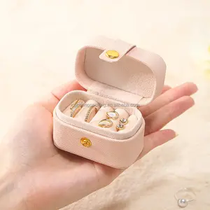New Arrival PU Leather Mini Jewelry Storage Box Portable Ring Organize Gift boxes For Travel Woman