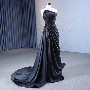 Robes de soirée modernes simples noires sans manches avec perles Jancember RSM222126 - Product Image 5