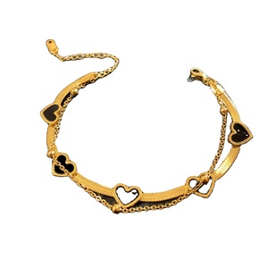 Bracelet plaqué or 18 carats 2025, bracelet coquillage cœur, bijoux plaqués or, bijoux en acier inoxydable pour couple - Product Image 1