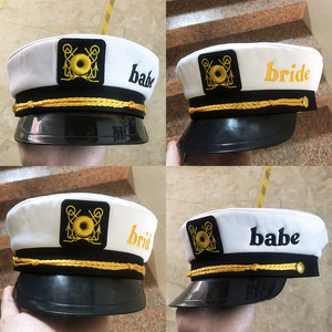 Chapeau de Capitaine Nautique Mignon pour Mariée, Accessoire de Fête de Mariage et Enterrement de Vie de Jeune Fille, en Polyester Coton, 58cm – Vente Chaude - Product Image 5