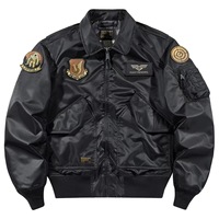 Blouson aviateur en cuir véritable Top Gun CWU-36 - Zippé, brodé, style streetwear, service OEM