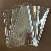 Remplissage populaire Ziplock 6 trous poche d'économie d'argent Enveloppes de trésorerie transparentes durables A6 sac de rangement à feuilles mobiles sac à fermeture éclair en PVC