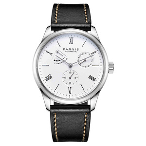 Montre automatique mécanique pour homme <span class=keywords><strong>Parnis</strong></span>, nouvelle, 42 mm, réserve de marche, bracelet en cuir noir, cadran analogique, montres-bracelets pour homme, Reloj Hombre - Product Image 1