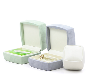 Whole Set High-End Handmade Jewelry Boxes <b>Wrapped</b> Velvet Fabric Hard Base Multi Color Combination Flip Opening Four-Color - Product Image 1