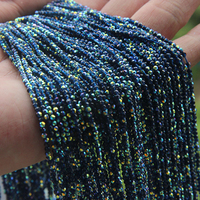 Perles en verre facetté plaqué AB de 2 mm, perles minuscules irisées arc-en-ciel, plusieurs couleurs pour bracelet, collier, bricolage