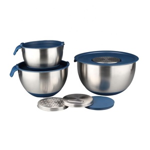 Nouveau design de bol à salade en acier inoxydable à fond en silicone pour la cuisson de la cuisson et la préparation avec couvercles - Product Image 6
