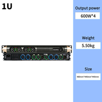 FLALWREO KS4500 Amplificateur de Puissance Professionnel Classe D 4 Canaux 1200W 4Ω 600W 8Ω 1U pour Audio