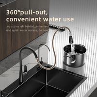 Robinet de cuisine moderne carré en acier inoxydable, fait main, grande taille, triple, écologique, nano-polissé, intégré, pour comptoir, OEM