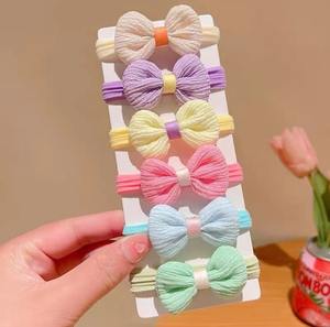 Lot de 6 élastiques à cheveux pour petites filles, chouchous élastiques mignons à fleurs pour bébés, attaches-queue de cheval <span class=keywords><strong>sans</strong></span> couture, accessoires pour cheveux - Product Image 4