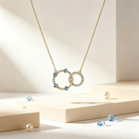 Collier YILUN en argent 925 plaqué or avec symbole de l'infini entrelacé et zircons cubiques exquis, ensemble de colliers pour femmes, collier cœur et cercle, cadeau