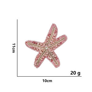 섬세한 불가사리 자수 비즈 장식 패치 핑크 라인스톤 불가사리 패치 코트, 티셔츠, 의류 장식용 패치 - Product Image 6