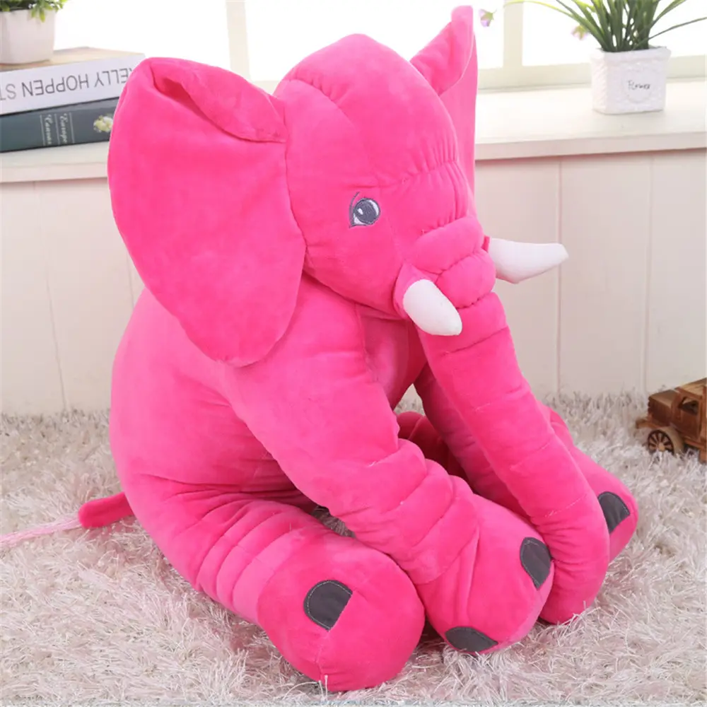 Leuke Pluche Kleurrijke Olifant Soft Gevulde Wild Dier Speelgoed Met Grote Oren, Roze Blauw Grijs Olifanten