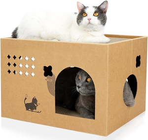 <b>Cat</b> <b>Cardboard</b> House with Scratching Pads Large <b>Cat</b> <b>Scratcher</b> Bed <b>Cat</b> <b>Scratchers</b> Lounge for Indoor <b>Cats</b> with Corrugated Board - Product Image 1