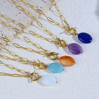 Cadena OT Personalizada de Moda, Antideslustre, de Acero Inoxidable 316L, Chapada en Oro de 14k y 18k, con Piedras Naturales de Cristal y Jade, para Hombre y Mujer