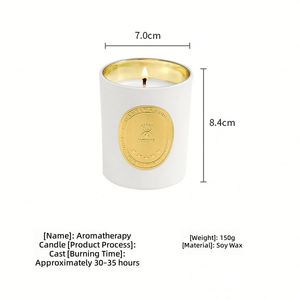 Bougie artisanale en cire de soja, en pot de verre blanc, avec étiquette en feuille d'or ou d'argent, parfum d'ambiance longue durée pour la maison, Saint-Valentin - Product Image 5