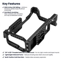 LAIDNUO Cage de caméra en aluminium usinée CNC sur mesure, anodisée noire, avec fixation Dovetail, griffe porte-accessoire et support Arca Swiss pour équipement OEM