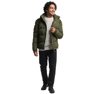 <b>Men's</b> Custom Logo <b>Puffer</b> <b>Jacket</b> Wholesale Winter Casual Adjustable <b>Hood</b> Long Shiny Light Fabric <b>Puffer</b> <b>Jacket</b> For <b>Man</b> - Product Image 1