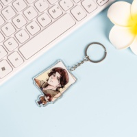 Porte-clés Photo en plastique porte-clés blanc rond acrylique léger avec sérigraphie pour cadre Photo promotionnel