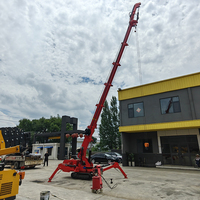 Mini-grue araignée portative de 3 tonnes à chenilles, flèche longue, rotation à 360°, hauteur de levage de 10 m, ventouse à double moteur pour verre