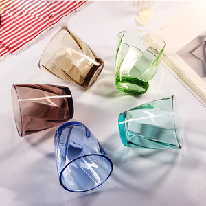 Vaso de Vidrio Transparente Estilo Nórdico Minimalista, Color Azul Dorado Oscuro, Apto para Lavavajillas/<span class=keywords><strong>Microondas</strong></span>, Fácil de <span class=keywords><strong>Limpiar</strong></span>, para Mesa de Comedor de Restaurante - Product Image 1