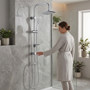 Juego de ducha ABS personalizable, kit de ducha para baño, juego de ducha de lluvia de función única con desviador de latón, fácil de instalar - Product Image 5