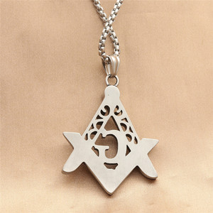 Freemason Pendant <b>Titanium</b> Steel Letter G Red Stone Men's Necklace Retro Geometric Themed Pendant Everyday Wear 280498 - Product Image 2