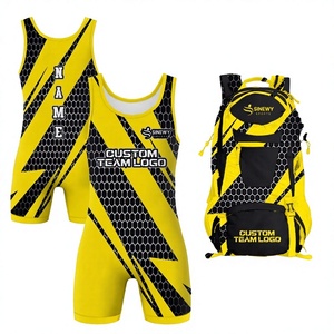 Custom Printed Four-Way Stretch Slim-Fit Anti-Bacterial <b>Wrestling</b> <b>Singlet</b> for <b>Men</b> Spandex/Polyester Material 260g Breathable - Product Image 1