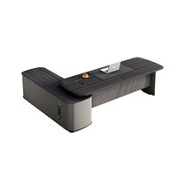 Top Design moderne E1 MDF luxe bureau de patron en forme de L exécutif Table de bureau en cuir meubles pour bureau de PDG