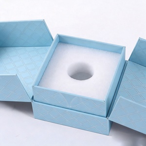 Boîtes en papier de luxe personnalisées bleues mates pour parfum, avec double ouverture et insert en EVA, pour cadeaux féminins, 50ml et 30ml - Product Image 3