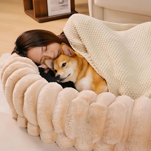 PAIPET Lit pour chien en peluche, design transfrontalier, adapté aux animaux et aux humains, détachable, lavable, conception sécurisée, canapé-lit paresseux, grand confort, toutes saisons - Product Image 3