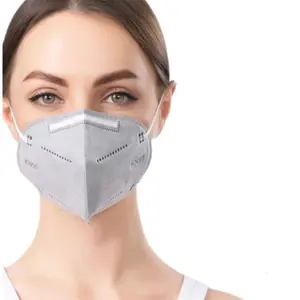 Disposable KN95 6-Layer Respirator Mask Grey Cup Dust Safety With Elastic Ear Loops Breathable Face Mask