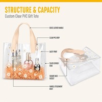 Sac fourre-tout transparent en PVC personnalisé, motif marguerite, sac cadeau transparent, sac pour bonbons de mariage, sac pour cadeaux d'anniversaire, sac de shopping