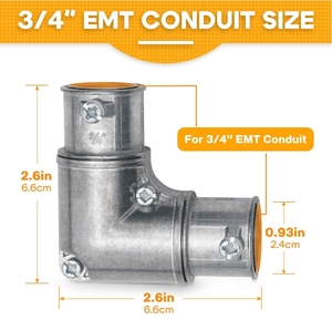 3/4 \ "kẽm <span class=keywords><strong>Die</strong></span> <span class=keywords><strong>Cast</strong></span> EMT nhanh chóng Khớp nối điện ống dẫn Phụ kiện 90 độ Mũ góc kéo khuỷu tay nối phụ kiện đường ống - Product Image 3