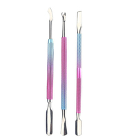 Kit de coupe-cuticules et repousse-cuticules en acier inoxydable couleur arc-en-ciel pour peaux mortes